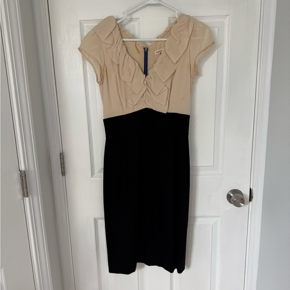 Rebecca Taylor silk and wool dress with ruffle neckline